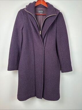 Club Monaco Wool Eggplant purple pea coat jacket double collar